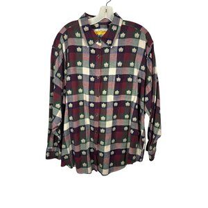 C.S.T Sport Maple Leaf Plaid Button Up Shirt SZ 26/28 Cotton Gorpcore Cabincore